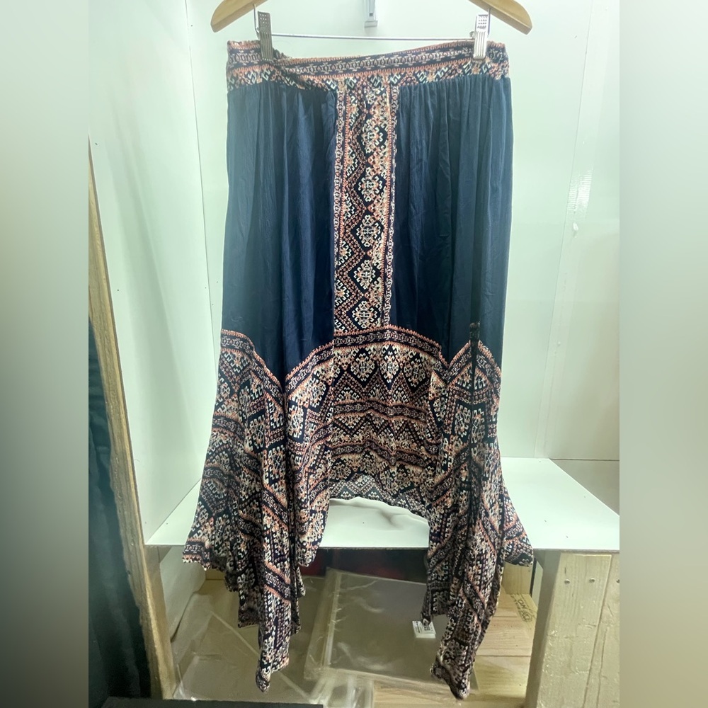 Bohemian Navy and‎ Pink Maxi Skirt